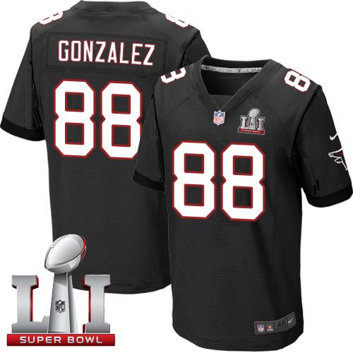 Nike Falcons #88 Tony Gonzalez Black Alternate Super Bowl LI 51 Men's Stitched NFL Elite Jersey - Click Image to Close